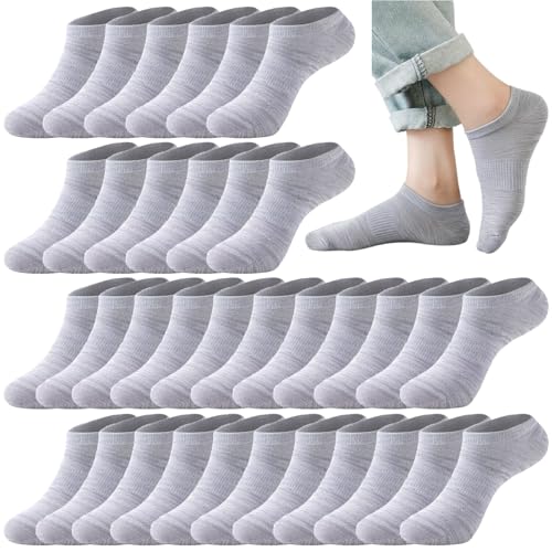Looknniy 12 Pairs Low Cut Ankle Socks for Men Thin Breathable Casual No Show Athletic Socks Bulk (US, Alpha, One Size, Regular, Regular, 12Pairs Gray(MA))
