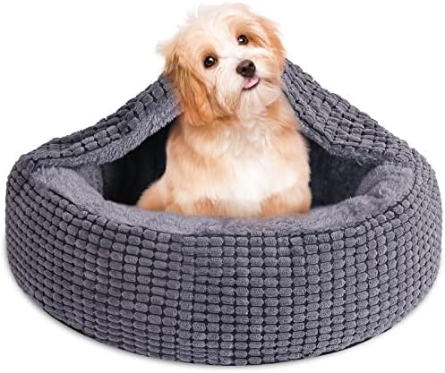 Keuien Dog Bed for Small Medium Dogs, Orthopedic Pet Sleeping Puppy Bed, Washable Calming Cat Beds for Indoor Cats with Anti-Slip Bottom