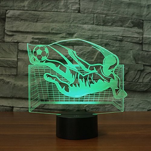 HPBN8 3D Portero de Fútbol ilusión Optica Lámpara Luz Nocturna 7 Colores Cambiantes Touch Switch USB de Suministro de Energía Juguetes Decoración Navidad Cumpleaños Regalo