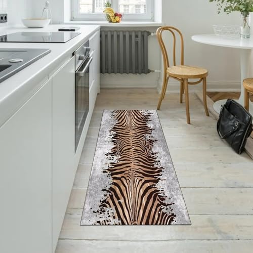 Tapis de couloir pour cuisine et décoration d'intérieur moderne en gris et marron - 5