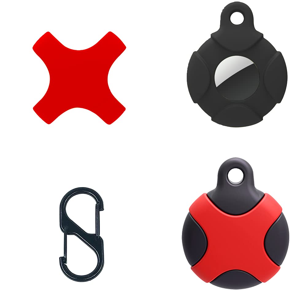 YINVACase Compatible with AirTag, Full Protection Scratchproof Shockproof Waterproof (Black+Red)