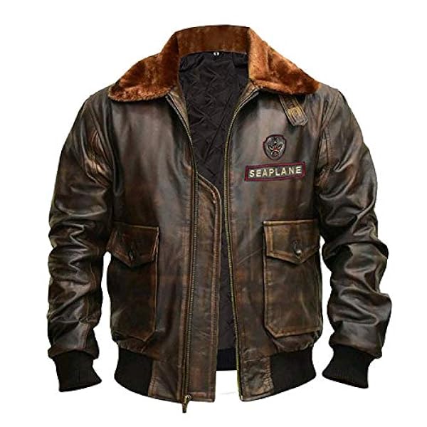 Fashion_First Chaqueta de piel de oveja para hombre G1 Vintage Aviator Flight Pilot British Air Force