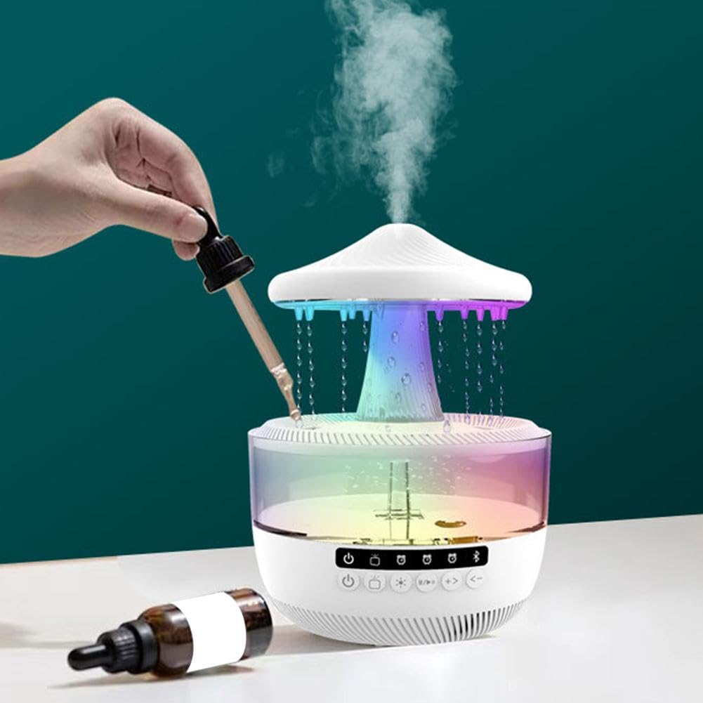 Cloud Rain Humidifier with Bluetooth Speaker for Bedroom with Soothing Rain Sounds 350ml Cool Mist Aromatherapy Diffuser with