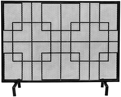 Christopher Knight Home Dorothy Modern Single Panel Iron Firescreen, Black Silver Finish