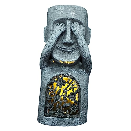 MAGICLULU Adornos De Hombre De Piedra Estatuas De Resina Isla De Pascua para Decoración De Hogar y Jardín Artesanías De Escritorio