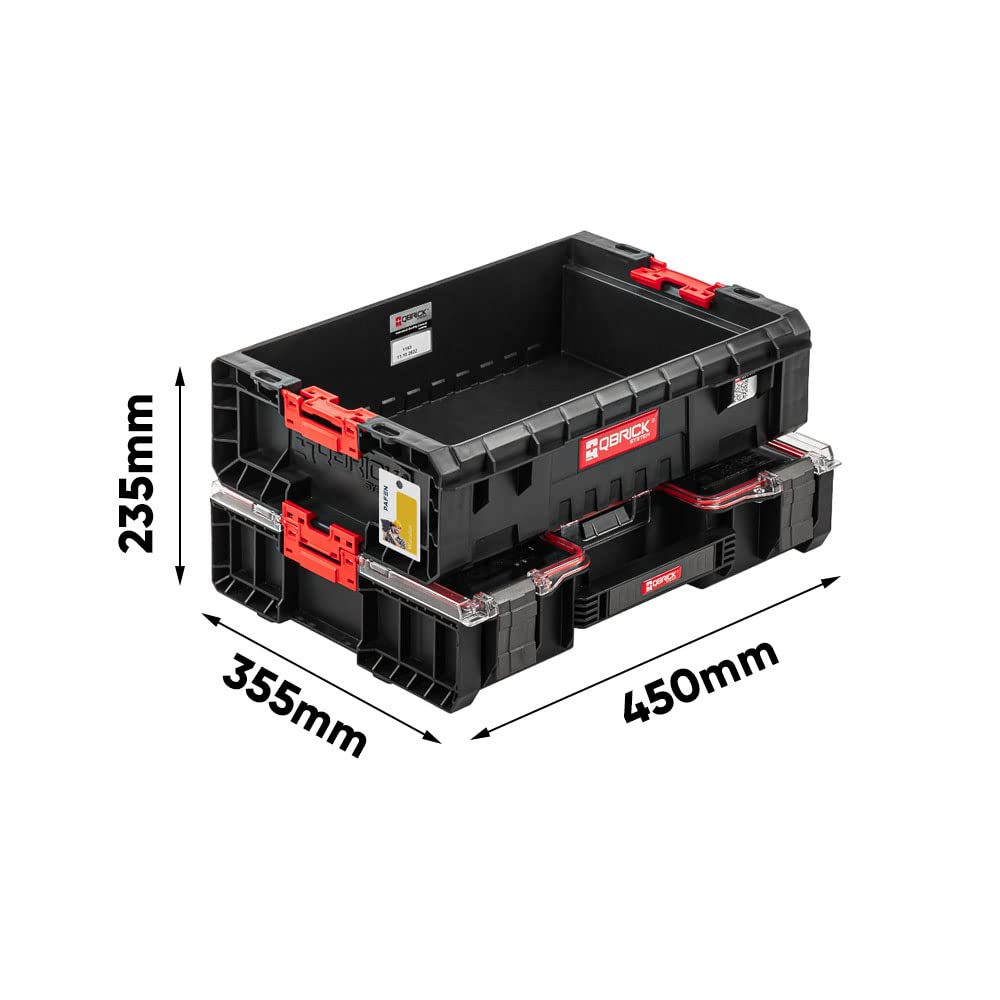Sortimentskasten mit zusätzliche Fläche – 45 x 23,5 x 35,5 cm - Kleinteilemagazin und Werkzeugkorb SET 2in1 Sortierkästen Transportbox Baustellen Kübel Premiumklasse