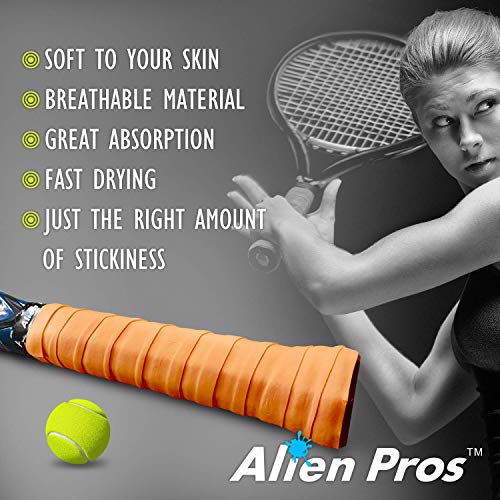 Alien Pros Tennis Racket Grip Tape (6 Grips) – Precut And Light Tac Feel Tennis Grip – Tennis Overgrip Grip Tape Tennis Racket – Wrap Your Racquet For High Performance (6 Grips, Orange) #TOP3