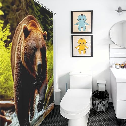 Rideau de douche ours en polyester 183x183 cm avec crochets - 3