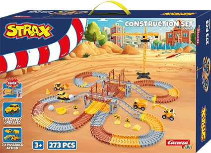 Carrera STRAX Construction Set | Baustellen Spielset für Kinder ab 3 Jahren mit 273 Teilen | mit Kran Brücke 4 Fahrzeugen und Zubehör | fördert Kreativität und Feinmotorik
