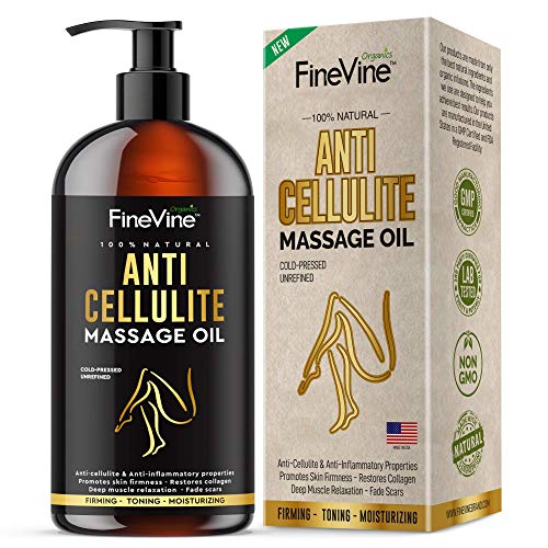 Natural Anti Cellulite Massage Oil| Cellulite Oil for Men & Women| Removes Cellulite & Tightens Skin| Cellulite Remover Gets Rid of Fat Tissue & Eliminates Dimples| Celulitis Treat-Ment Made in USA