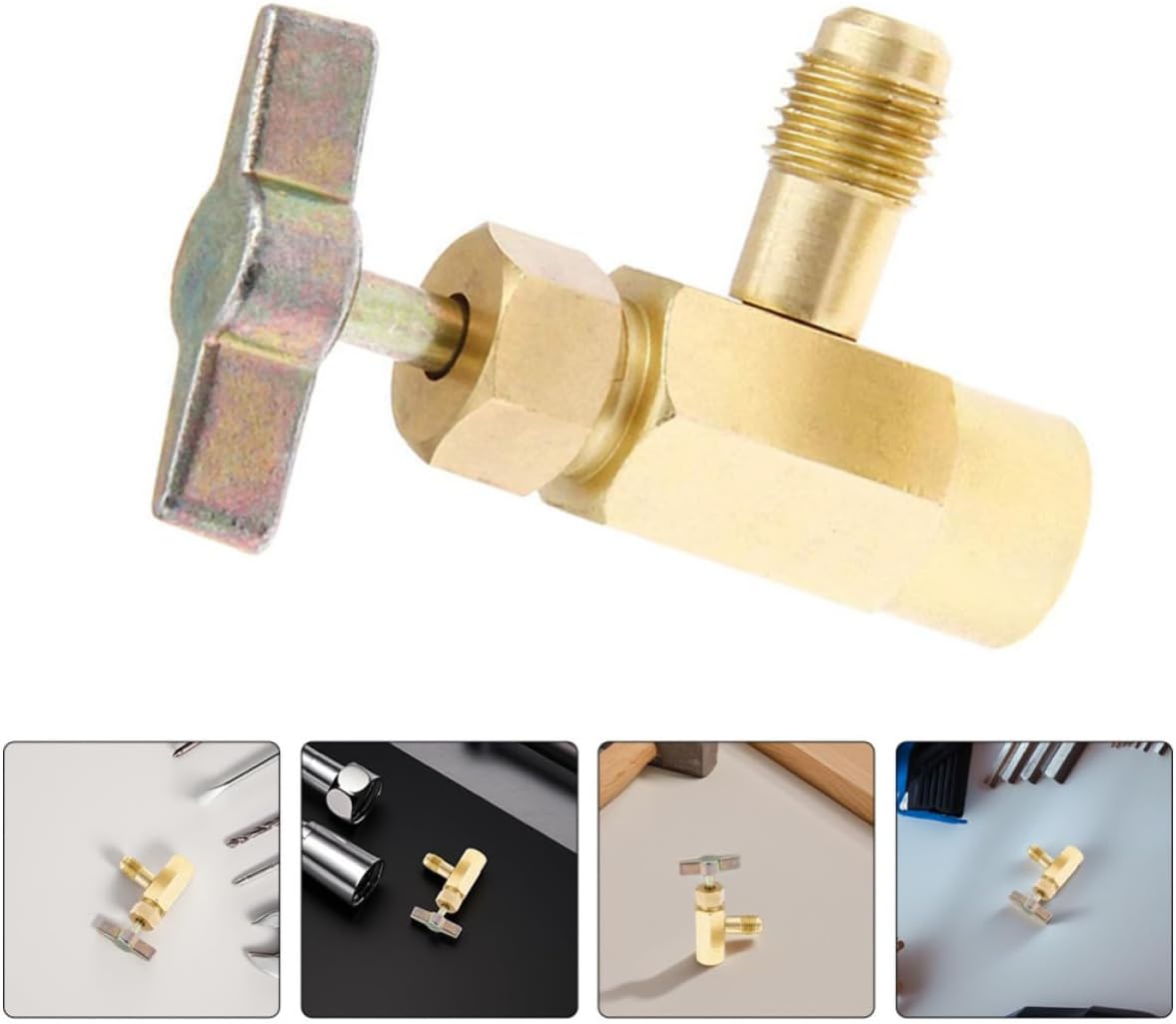 UPKOCH 2pcs Brass Air Conditioner Refrigerant Can Tap with 1/2 Threaded Valve, Compact and Portable Bottle Opener for Automotive Refrigerants and Bottles, Suitable for Refill Requirements