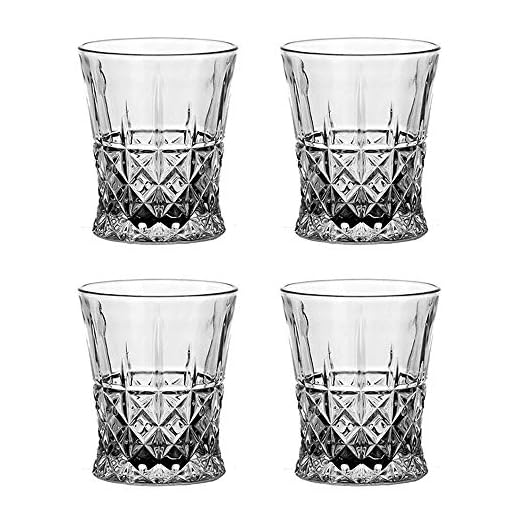 MINGZE Vasos de Whisky Lujoso, 275ML Vaso Whisky Ultra Claridad Vidrio Accesorios de Vino, para Bar Beber Borbón, Cócteles, Whisky, Vodka, Juice, Cocktail (Juego de 4 Lujoso, 275ML)