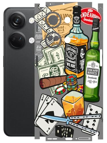 Image of AtOdds - Full Body Back Screen Guard Protector Film - Lamination Wrap Skin Sticker Compatible with ONEPLUS NORD 3 (5G) | Scratchproof Matte Finish (Wine Graffiti)