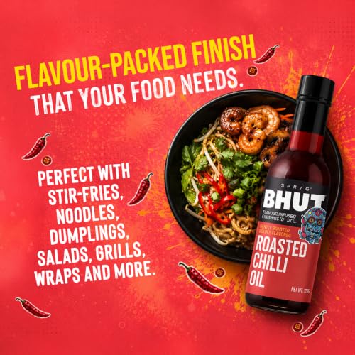 Image of S P R I G Premium Finishing Roasted Chilli Oil - Crafted with real Bydagi Chilies, No Artificial Colours, Flavor, Additives or Preservatives, Vegan, Kosher, Gluten-free, Liquid Seasoning - 125 g