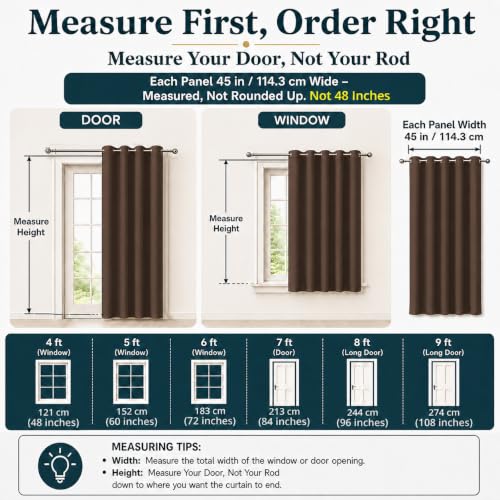 Image of Homestan Blackout Window Curtains 4 Feet Long Set of 2, Darkbrown
