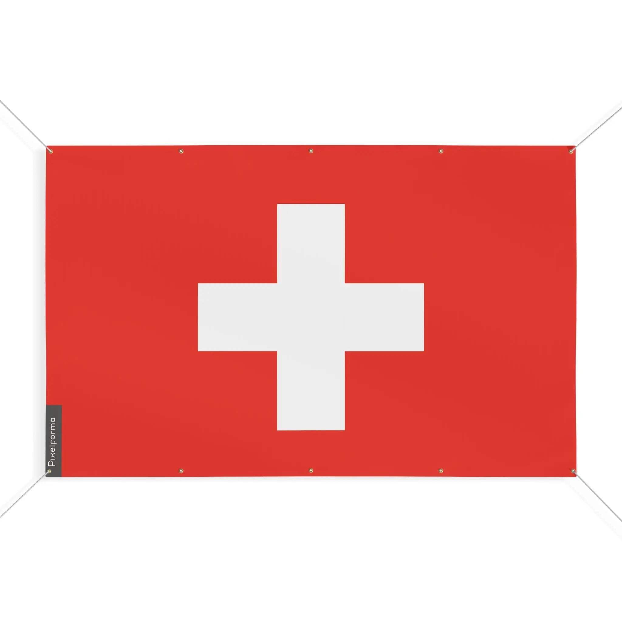 Drapeau Suisse 190x285 cm avec 10 oeillets pour mat extérieur - 3