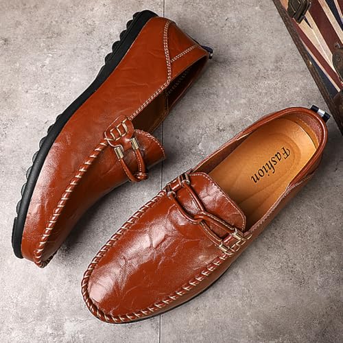 Men's Driving Loafers Soft Penny Loafers Leather Slip-On Moccasins with Handcrafted Stitched Detailing Black Lightweight Boat Shoes4