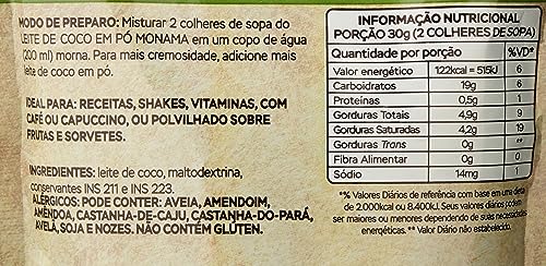 Monama Leite De Coco Em Pó Vegano 180G