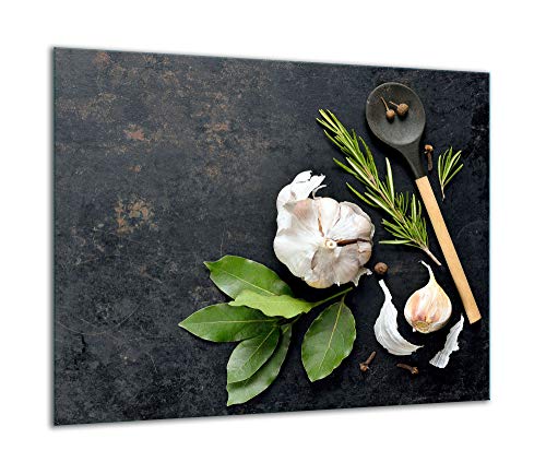 TMK - Plaque de protection pour cuisinière - 60 x 52 cm - En verre - Pour induction - Protection contre les éclaboussures - Plaque à découper décorative en ardoise