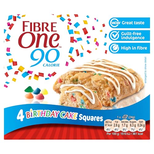 Fibre One 90 Calorie 4 Birthday Cake Squares 4 x 24g