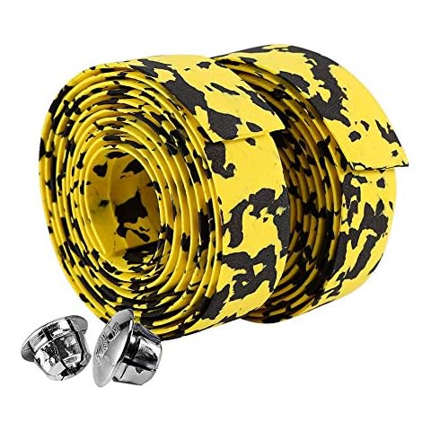 Liusin Bike Handlebar Tape, Soft Bicycle Handle Bar Grip Tape Wrap Bandage with 2 Bar Plugs for Touring Cycling and Road Racing 2PCS Per Set Cover
