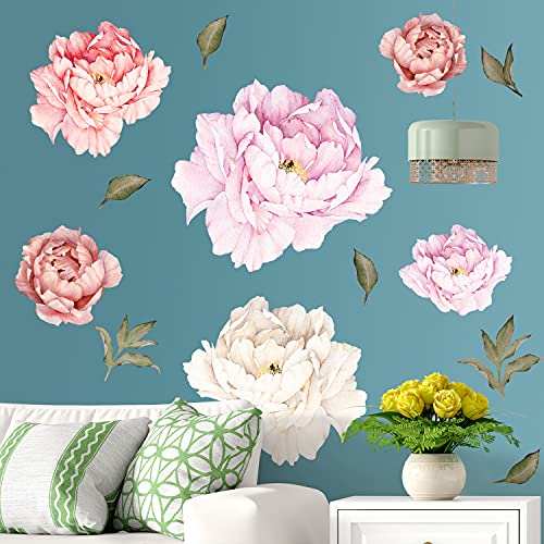 Removable Creative 3D Flower Wall Decal Diy Flowers Wall Decor Floral Wall Peel And Stick Sticker For Girls Teens Nursery Babys Bedroom Living Room Home Offices Kids Room Decoration (Peony) #TOP18
