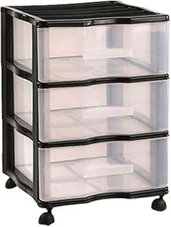 AC - Cajonera de Almacenamiento WGN - 3 Cajones - Torre de Almacenamiento Multiusos para Oficina, hogar, Escuela, etc - 51,5 x 37 x 39 cm - Color Negro - Cajones Transparentes