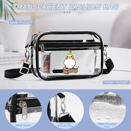 Naughty Cockatiel Clear Purse Messenger Bag Crossbody Bags with Adjustable Shoulder Strap Front Pocket4