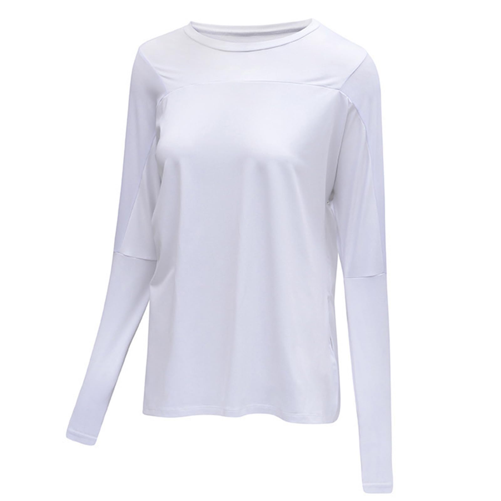 mioosho Womens Relaxing Fit Exercise Top, Quick Dry and Breathable Casual Fitness for Daily Wear Long Sleeve, Silver, Medium