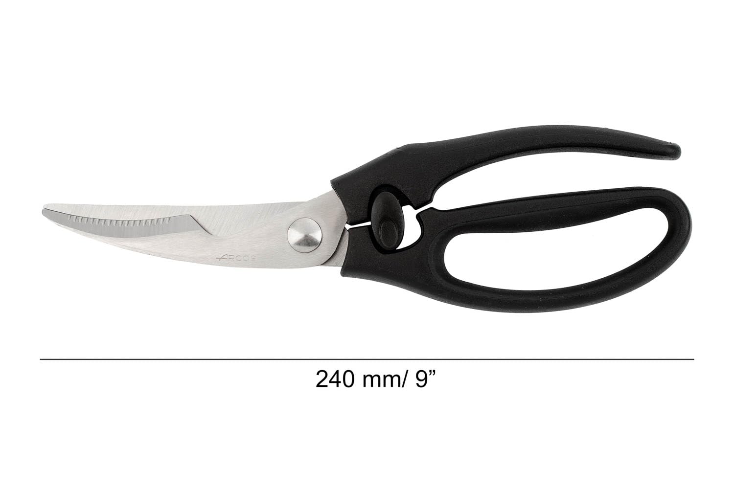Arcos Series Ecopro - Cesoie per pollame - Lama in Acciaio Inox 240 mm - Manico in Polipropilene + Elastomero Colore Nero