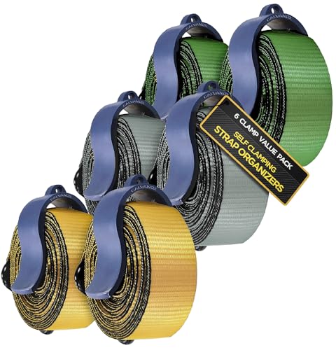 Pince de rangement robuste en J pour sangles d'arrimage de 2.5 et 3.8 cm