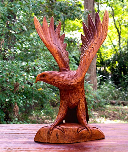 Estatua de Águila de Madera Tallada a Mano 12 pulgadas miniatura 1