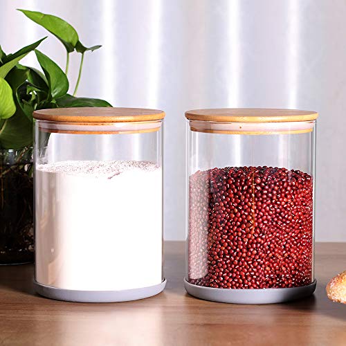 Set Of 2 Large Glass Food Storage Jar, 100 Fl Oz (3000Ml) Glass Flour Canister With Airtight Bamboo Lids For Kitchen Corner, Bpa-Free Flour Container For Sugar, Ground Coffee, Rice And Dry Food #TOP6