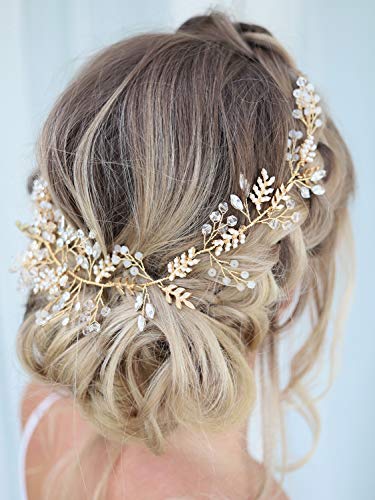 Sweetv Gold Rhinestone Wedding Headband Handmade Hair Band Bridal Headpiece Hair Accessories For Brides Bridesmaid #TOP1