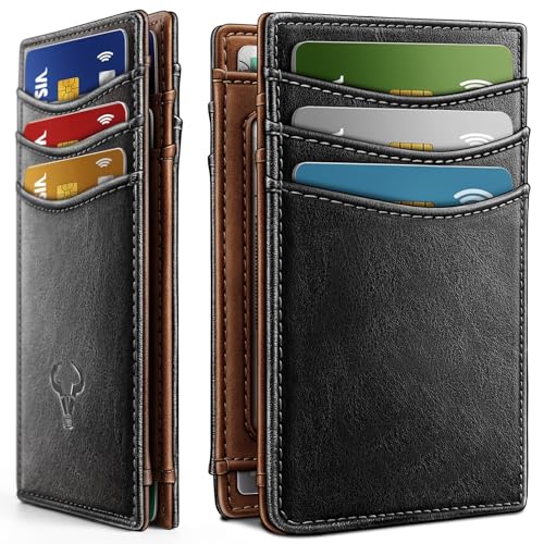Image of BULLIANT Slim Wallet For Men 12Cards,Magnetic Flip Build-in Money Clip Airtag Compatible-RFID Blocking