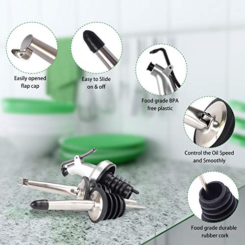 Bakhuk 4 Pack 17Oz Glass Olive Oil Dispenser Bottles 500Ml Clear Vinegar Cruet With Pourers And Funnel For Kitchen #TOP4