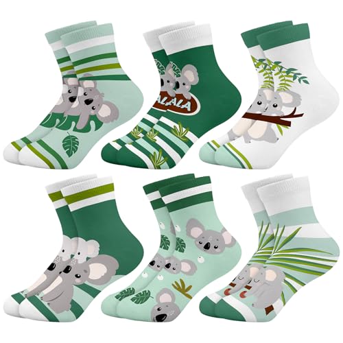 Queenshin Kids Girls Koala Socks 5-8 Years Cute Novelty Funny Animal Themed