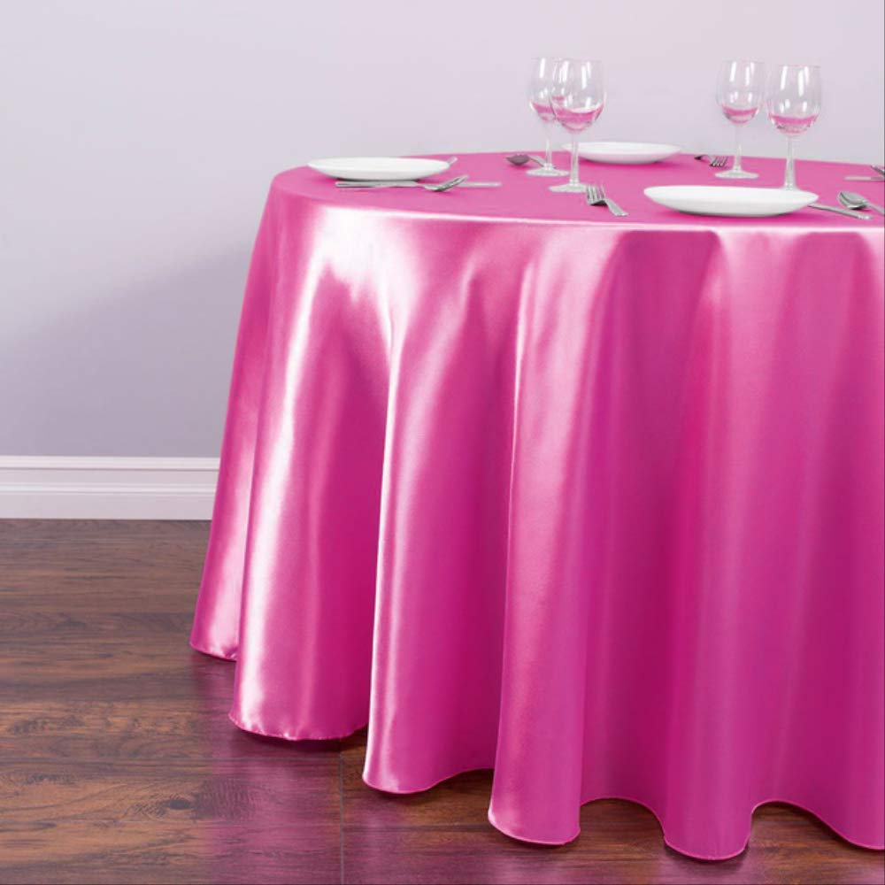 2pcsWhite Satin Round Table Cloth Table Cover Wholesale for Wedding Christmas Tablecloth Decors for Home Event Party Hotel Supplies 145CM-57.09inch Fuchsia