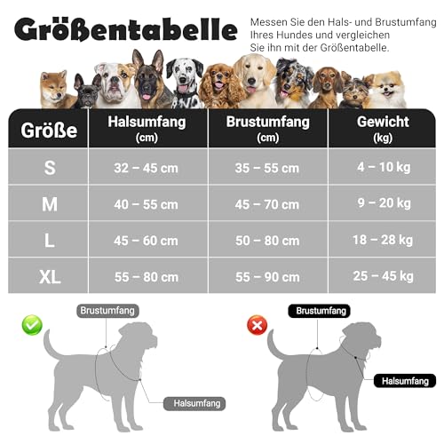 Funfox Hundegeschirr Mittelgroße Hunde, Anti Zug Brustgeschirr Verstellbares Geschirr Hund mit Griff Reflektorstreifen, No Pull Geschirr Hund für Kleine Mittlere Grosse Dog Harness Schwarz L