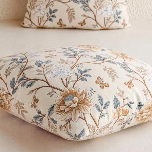 Image of Clasiko Cotton Cushion Covers 16x16 Inches Pack of 5 | Golden Bloom