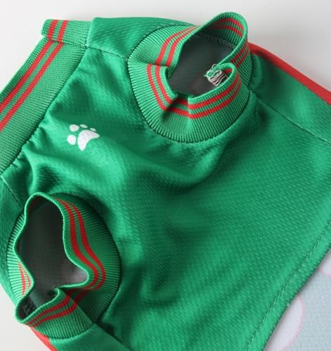 DroolingDog Mexico Pet Dog Jersey Costume, Summer Cooling Mesh Fabric, Soccer Sportswear Team Jersey, Lightweight Football Casual Clothes for Small Dogs, Green, Medium — view 2