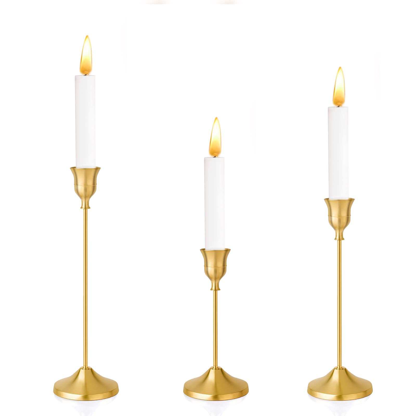Photo 1 of 3 pcs Gold Candle Holders, Metal Candlestick Holders, Vintage Taper Candle Holders for Table Centerpiece Mantel Party Wedding Decor Housewarming