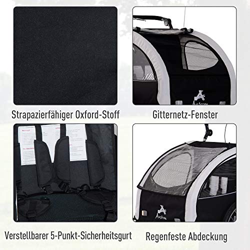 HOMCOM 360° draaibare kinderkar 2-in-1 jogger fietsaanhanger wit-zwart - Afbeelding 7