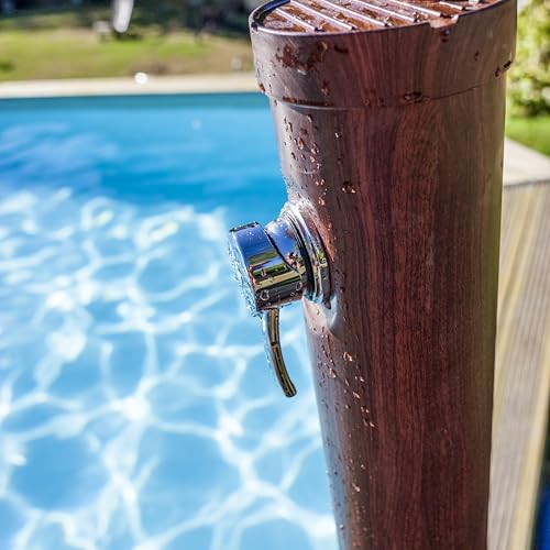 Gre AR1009W - Solardusche für den Außenbereich. Gartendusche aus PVC und Holzoptik, mit einem Fassungsvermögen von 9 Litern