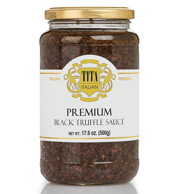 Tartufata Sauce, Premium Black Truffle Sauce with 5% Summer Truffle Net Wght: 17.6 oz / 500g By Tita Italian
