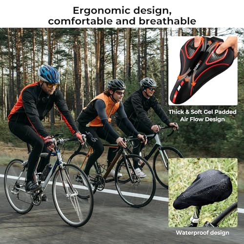 image for YOUNGDO Bike Seat Cushion with Waterproof Gel Bike Seat Cover, 11.2