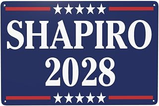 Wosxpgg Shapiro 2028 Metal Sign Decor Shapiro for President 2028 Tin Painting Decorative Accessory Home Bar Decor 12 X 8 Inch