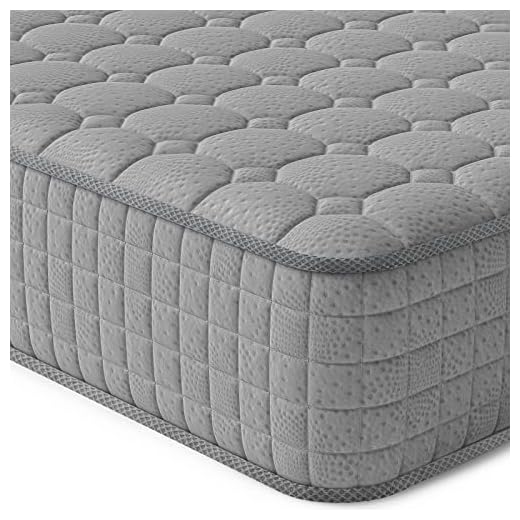 Vesgantti Materasso una Piazza e Mezza 140x190x24cm, Materasso a Molle Insacchettate Individuali con Memory Foam Supporto Ergonomico a 7 zone, Traspirante, Anti umidità, Rigidità Media, Grigio