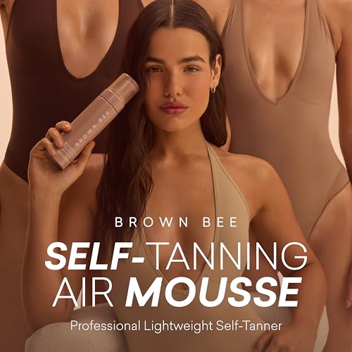 Image of Brown Bee Air Self Tanning Mousse 200 ml - Self Tanner Mousse with Color Guide, Coconut Vanilla Scent, Vegan, Streak-Free Natural Bronze for Beginners & Pros