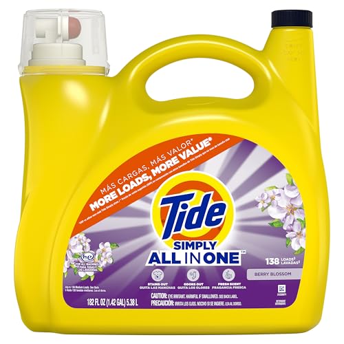 Image of Tide Simply Clean & Fresh Liquid Laundry Detergent, Berry Blossom Scent, 138 Loads, 182 fl oz
